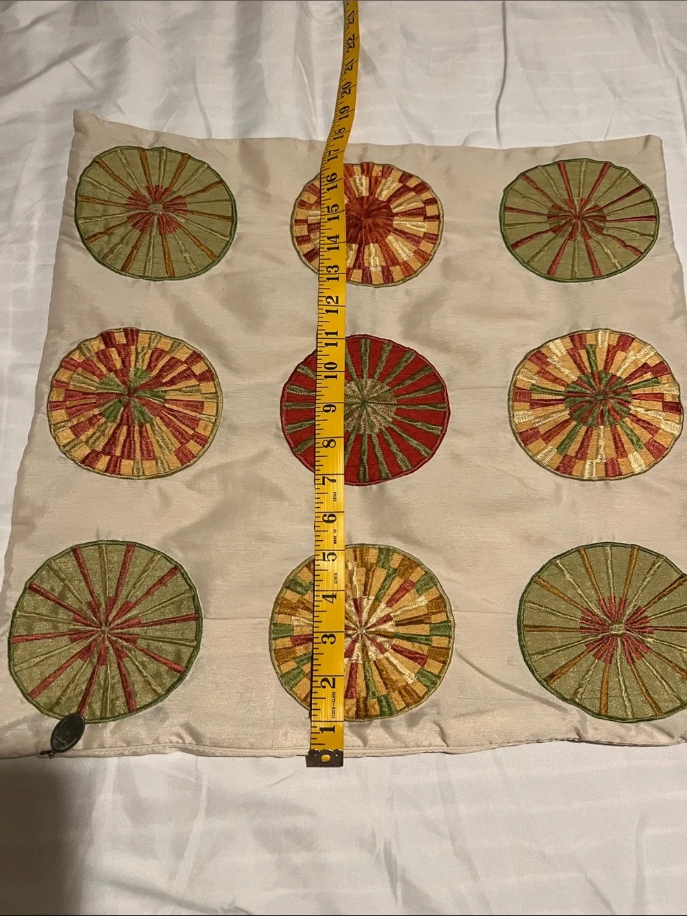 Pier 1 Bright Stitched Floral Print Pillow Cover 12 x 12